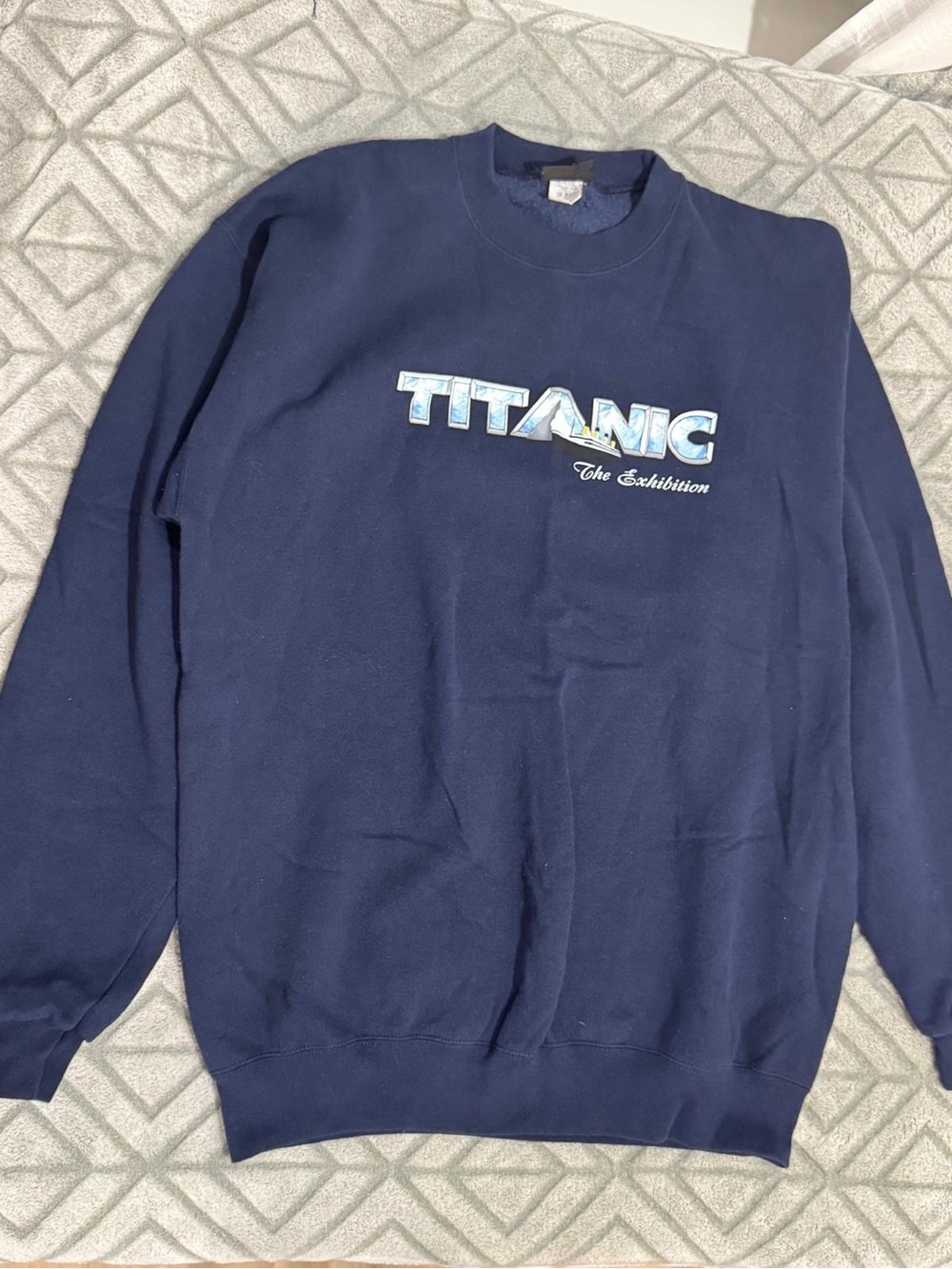 RMS Titanic Navy Crewneck Sweatshirt with Blue & White Titanic Logo